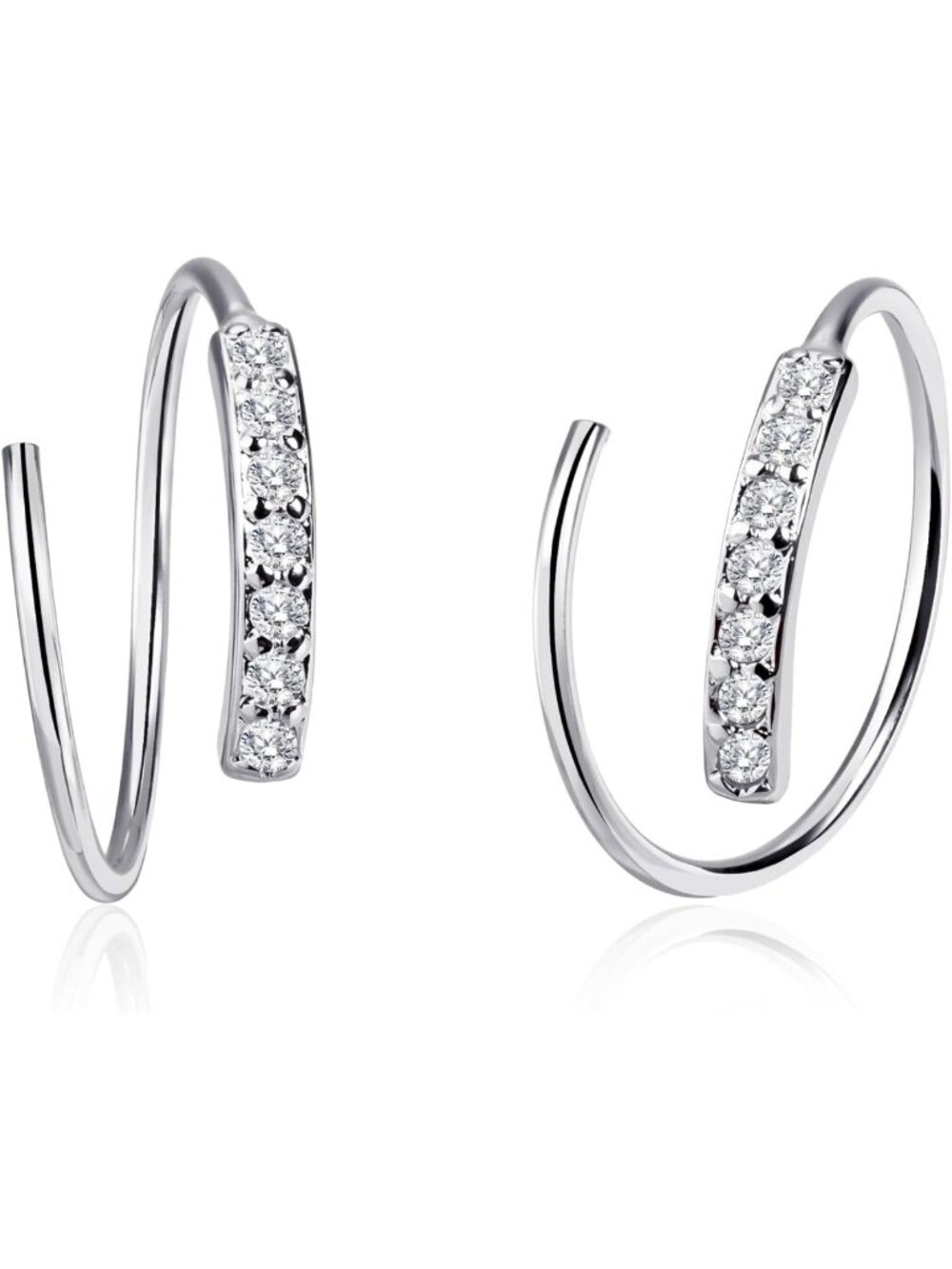 Chic Silver Double Hoop Earrings - Zircon Twist Design for Women, Cartilage